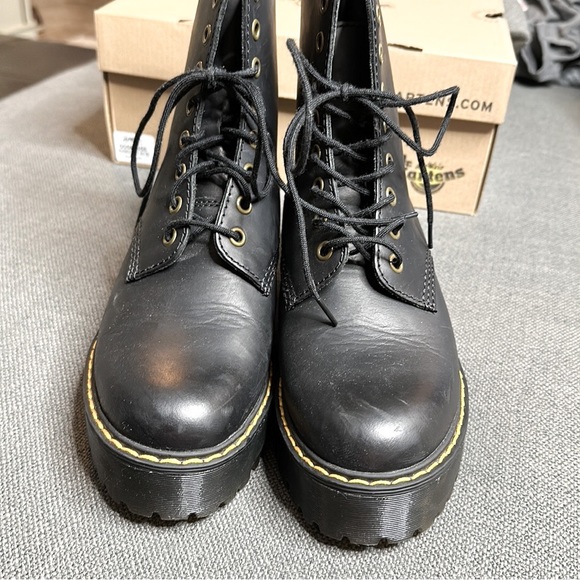 DR. MARTENS | Shriver Hi Women’s Wyoming Leather Heeled Boots 7 Black - Picture 8 of 12
